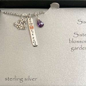 Sisters necklace sterling with amethyst